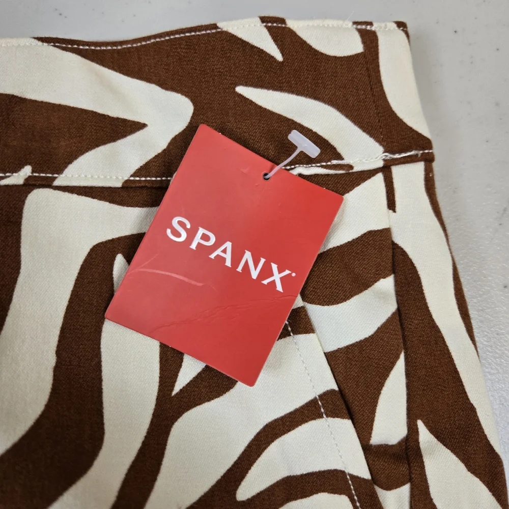 NWT SPANX Zebra Print Ankle Pants Brown White Small